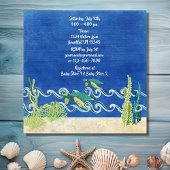 Zee Turtles Ocean Beach Neutral/Boys Baby shower Kaart