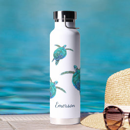 Zee Turtles Ocean Waterverf Personalized Waterfles