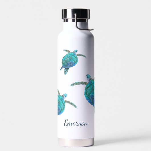Zee Turtles Ocean Waterverf Personalized Waterfles (Links)