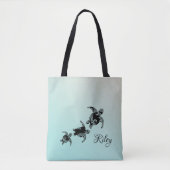Zee Turtles Silhouette met naam Tote Bag (Voorkant)
