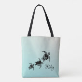 Zee Turtles Silhouette met naam Tote Bag (Achterkant)