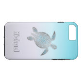 Zee Turtles Silver Monogram Animal Case-Mate iPhone Case (Achterkant (Horizontaal))