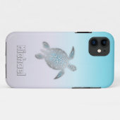 Zee Turtles Silver Monogram Animal Case-Mate iPhone Case (Achterkant (horizontaal))