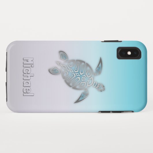 Zee Turtles Silver Monogram Animal Case-Mate iPhone Case (Achterkant (horizontaal))