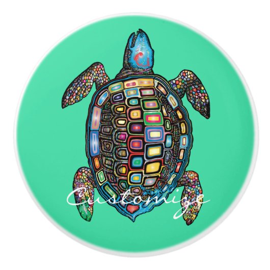 Zee Turtles Thunder_Cove Keramische Knop (Voorkant)