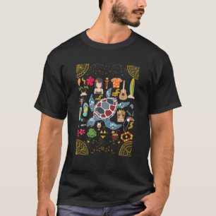 Zee Turtles Tiki Masker Aloha Summer Ukulele Beach T-shirt
