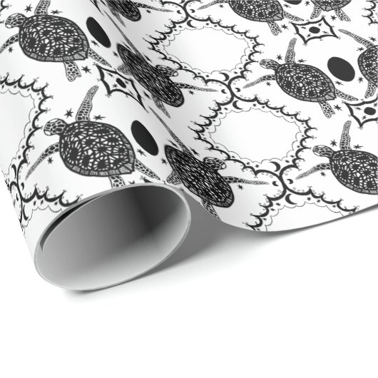 Zee Turtles Tortoise Moons Ocean Pattern Gift Cadeaupapier (Rol Hoek)