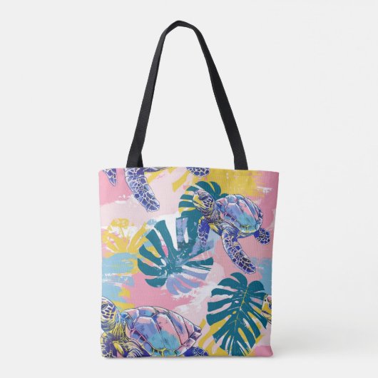 Zee Turtles Tropical Leaves Tas (Achterkant)