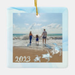 Zee Turtles Vacation Beach Photo Ceramic Ornament<br><div class="desc">Het waterverf abstract en zee schildpad design foto ornament is perfect voor strandvakantie,  huwelijksreis en vakantiefoto's. Personaliseer met naam,  datum en plaats.</div>