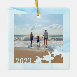 Zee Turtles Vacation Beach Photo Ceramic Ornament