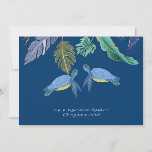 Zee Turtles Weddenblauw Geel (Achterkant)