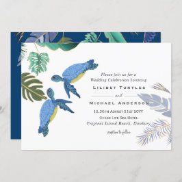 Zee Turtles Weddenblauw Geel