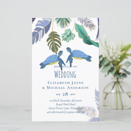 Zee Turtles Weddenblauw Geel (Staand voorkant)