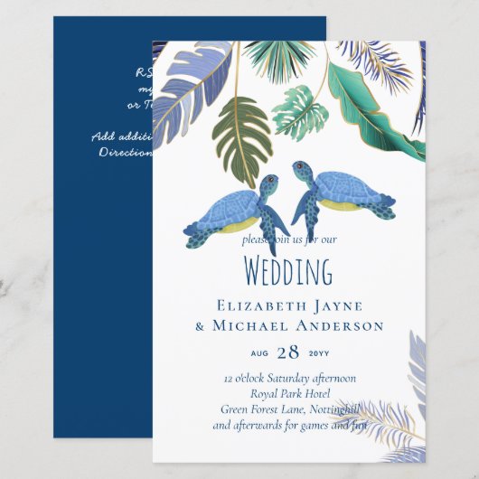 Zee Turtles Weddenblauw Geel (Voorkant / Achterkant)