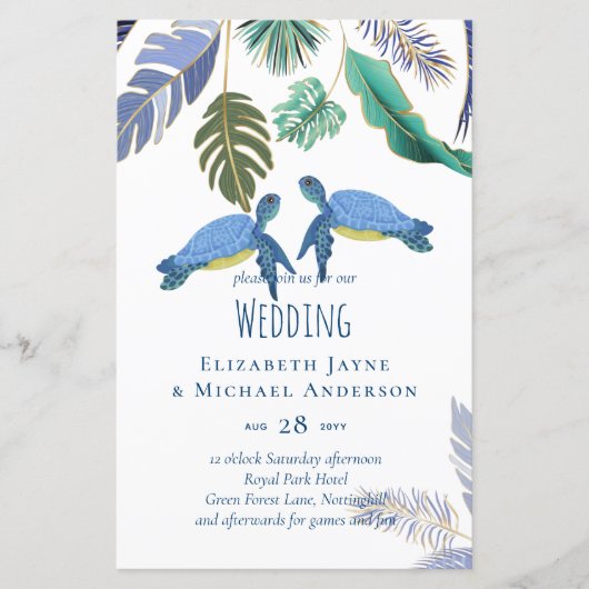 Zee Turtles Weddenblauw Geel (Voorkant)