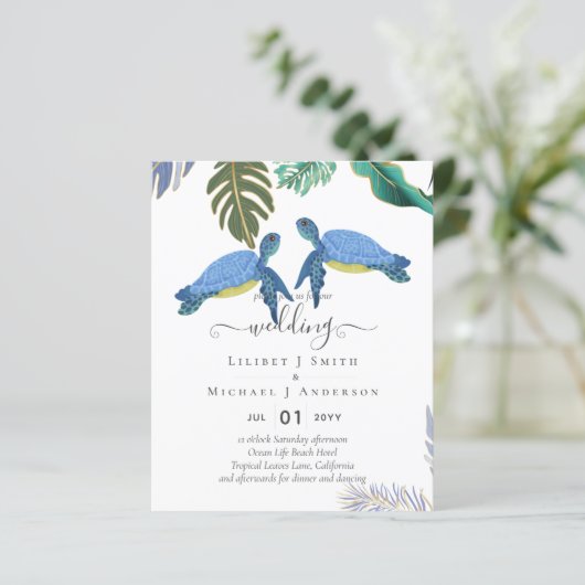 Zee Turtles Weddenblauw Geel (Staand voorkant)