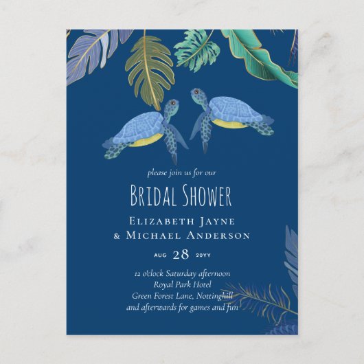 Zee Turtles Weddenblauw Geel Briefkaart (Voorkant)