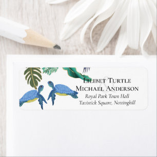 Zee Turtles Weddenblauw Geel Etiket