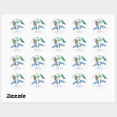 Zee Turtles Weddenschap Blue Yellow Classic Round  Ronde Sticker (Vel)
