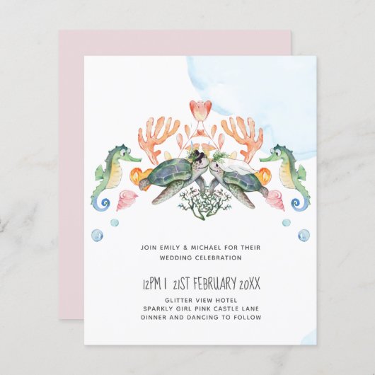 Zee Turtles Weddenschap met bride en bruin (Voorkant / Achterkant)