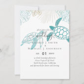 Zee Turtles Wedding Moderne Ocean Beach Kaart (Voorkant)