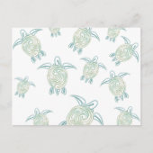 Zee Turtles White Green Pattern Briefkaart (Voorkant)