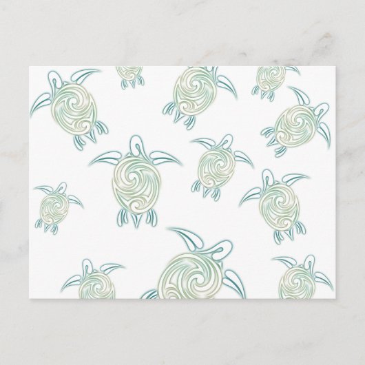 Zee Turtles White Green Pattern Briefkaart (Voorkant)
