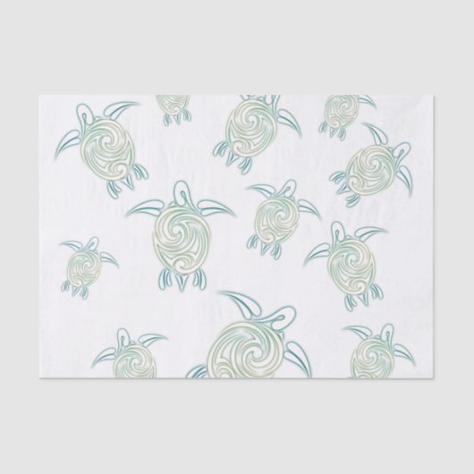 Zee Turtles White Green Pattern Tissuepapier (Voorkant)