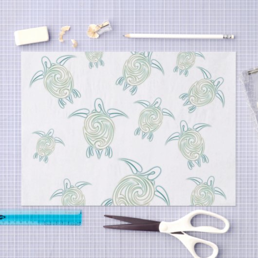 Zee Turtles White Green Pattern Tissuepapier (Craft)