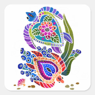 ZEE TURTLETTEN stickers - pas achtergrond aan