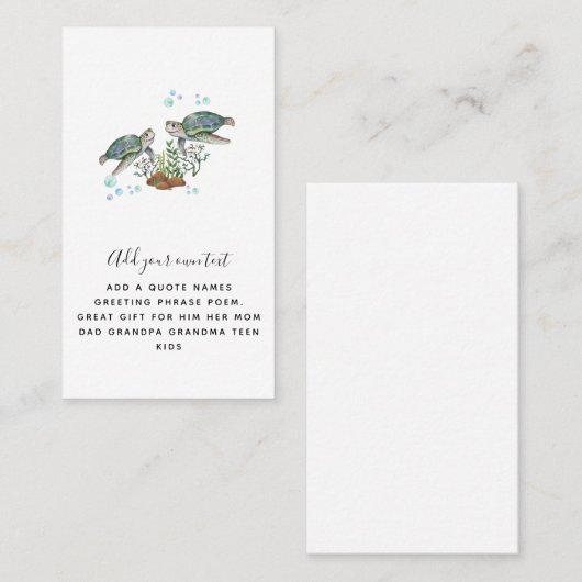 ZEE TURTLS - Aangepast Visitekaartje (Voorkant / Achterkant)