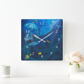 ZEE TURTUS IN FLIGHT SQUARE WALL CLOCK VIERKANTE KLOK (Huis)
