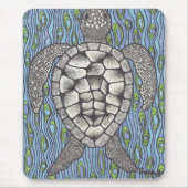 Zee Tutle op blauw Muismat (Voorkant)