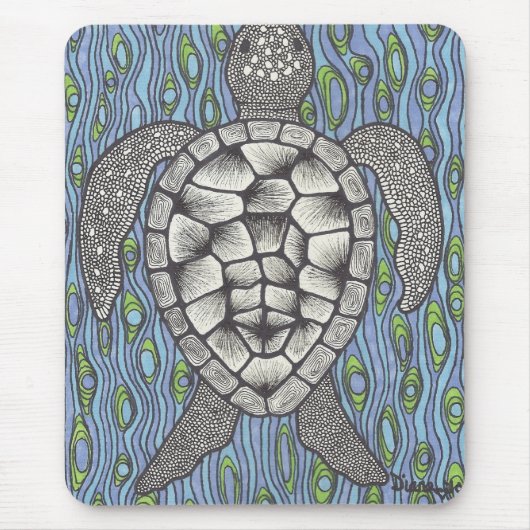 Zee Tutle op blauw Muismat (Voorkant)