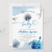 Zee U binnenkort Baby Blue Coastal Baby shower Kaart (Voorkant)
