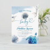 Zee U binnenkort Baby Blue Coastal Baby shower Kaart (Staand voorkant)