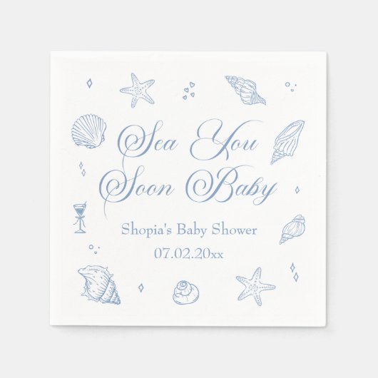 Zee u binnenkort Baby kust Baby shower Servet (Voorkant)