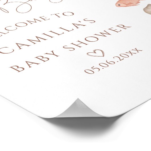 Zee U binnenkort Baby Kust Baby shower Welkom Poster (Hoek)