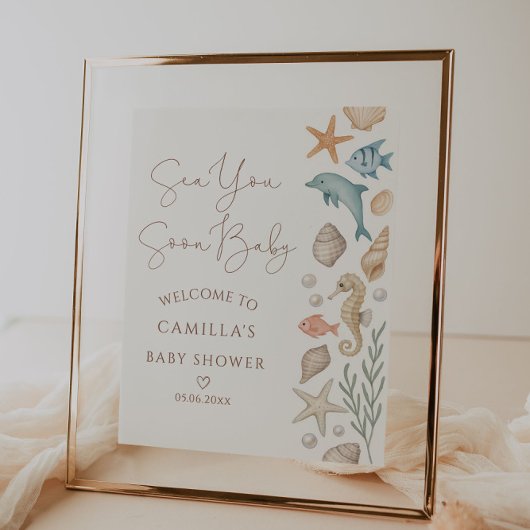 Zee U binnenkort Baby Kust Baby shower Welkom Poster