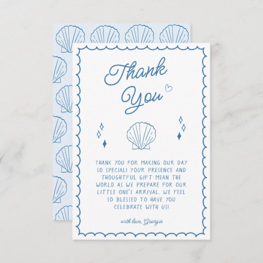 Zee u binnenkort Baby shower Kust dank u kaart (Voorkant / Achterkant)