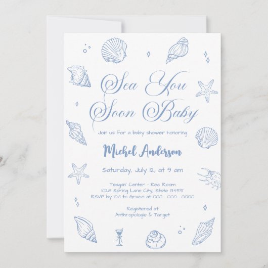 Zee U binnenkort Kust Baby shower Kaart (Voorkant)