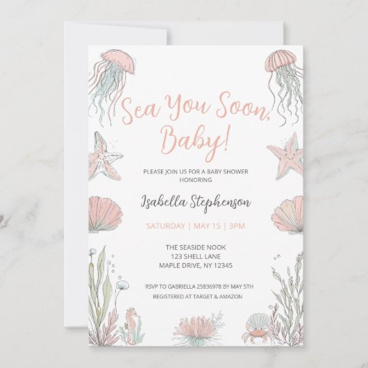 Zee U binnenkort Kust Hand getrokken Baby shower Kaart (Voorkant)