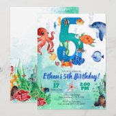 Zee uitnodiging voor 5e verjaardag (Voorkant / Achterkant)