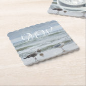 Zee uitzicht: golven en meeuwen kartonnen onderzetters (Gebogen)