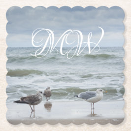 Zee uitzicht: golven en meeuwen kartonnen onderzetters