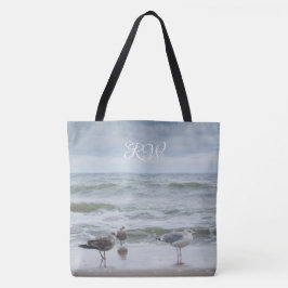 Zee uitzicht: golven en meeuwen tote bag