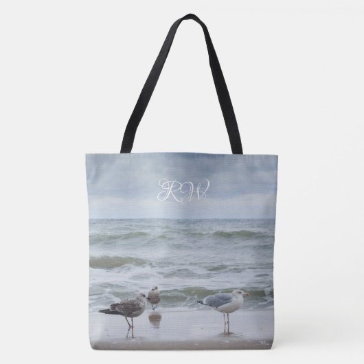 Zee uitzicht: golven en meeuwen tote bag (Voorkant)