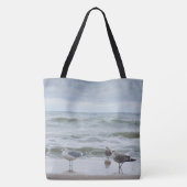 Zee uitzicht: golven en meeuwen tote bag (Achterkant)