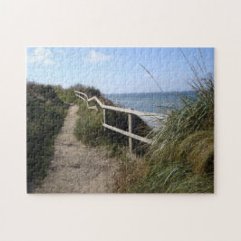 Zee uitzicht gras en voetpad legpuzzel