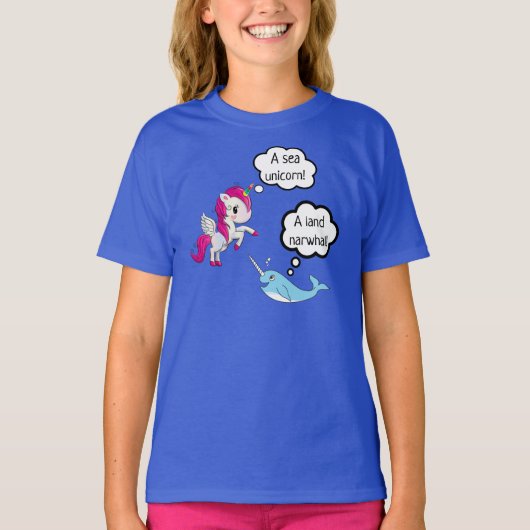 Zee unicorn ontmoet landverhaal t-shirt (Voorkant)